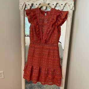 Saylor burnt orange dress with beautiful detailing